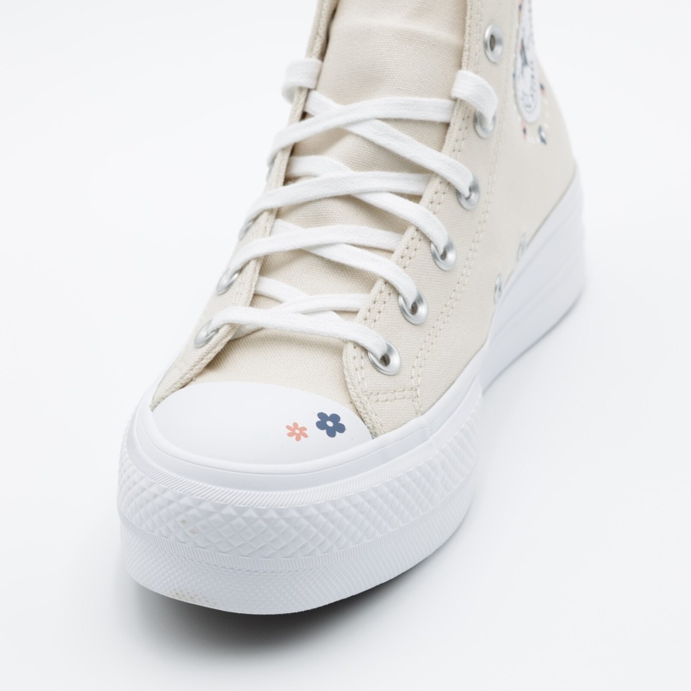 Converse Women's Chuck Taylor All Star Lift Platform Floral Shoes Ivory Size 8 - Picture 4 of 12